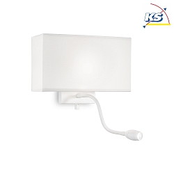 Luminaire mural HOTEL AP1 avec interrupteur, avec bras flexible, avec abat-jour E27 IP20, blanche