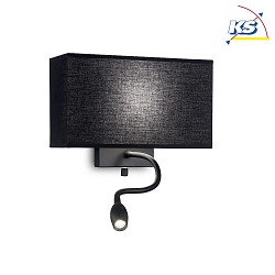 Luminaire mural HOTEL AP1 avec interrupteur, avec bras flexible, avec abat-jour E27 IP20, noir 