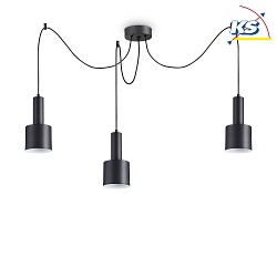 Luminaire  suspension HOLLY 3 flammes E27 IP20, noir , revtement en poudre