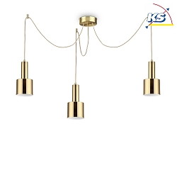 Luminaire  suspension HOLLY 3 flammes E27 IP20, laiton bross