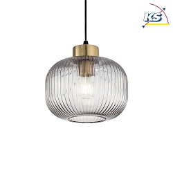 Pendant luminaire MINT-2,  20cm, E27, smoked glass / brass satin