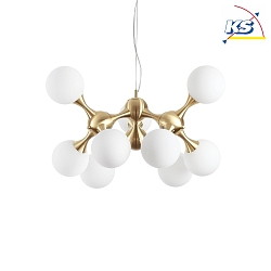 Luminaire  suspension NODI 9 flammes E14 IP20, laiton bross, blanche