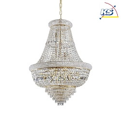 Pendant luminaire DUBAI, 24 flames,   80cm, E14, metal / refined chrystal, brass