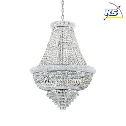 Pendant luminaire DUBAI, 24 flames,   80cm, E14, metal / refined chrystal, chrome