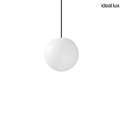 Outdoor Kugel-Pendelleuchte SOLE, IP44, E27, Kunststoff wei / PVC-Kabel schwarz / Baldachin wei,  20cm