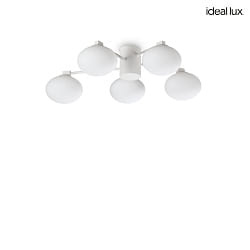 ceiling luminaire HERMES 5 flames G9 IP20, white dimmable