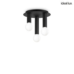 ceiling luminaire PETIT 3 flames E27 IP20, black dimmable