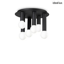 ceiling luminaire PETIT 6 flames E27 IP20, black dimmable