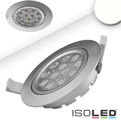 LED Einbaustrahler prismatisch, ultraflach,  11.4cm, 15W 4200K 1120lm 72, schwenkbar, dimmbar, Silber