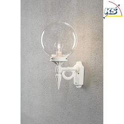 Wall luminaire ORION, E27 max. 60W, white aluminium / clear acrylic glass
