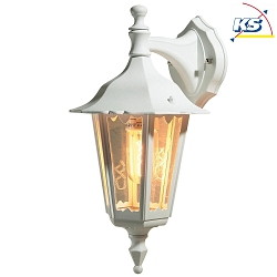 Outdoor wall luminaire FIRENZE DOWN, E27 max. 60W, white aluminium / clear glass