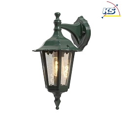 Outdoor wall luminaire FIRENZE DOWN, E27 max. 60W, green, aluminium / clear glass