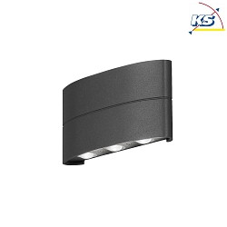 LED Auen-Wandleuchte CHIERI, IP54, Up/Down, 6 LEDs, 8W 3000K 400lm, Anthrazit, Aluminium / Klarglas