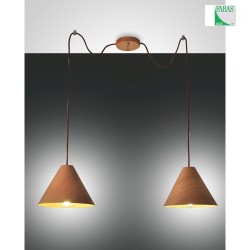 Pendant luminaire ESINO, E27, 2x 40W, IP20, oak wood