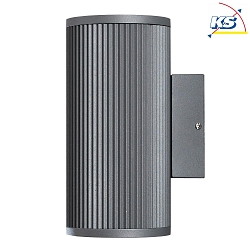 Auen-Wandleuchte SIRACUSA, IP44, Up/Down, 2x GU10 max. 35W, Grau, Aluminium / Klarglas