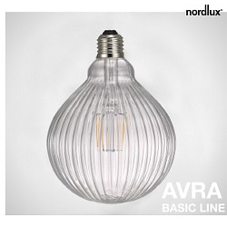 Nordlux LED Decorative Lamp Globe AVRA BASIC LINE, STRIPES,  12.5cm, height 17.3cm, E27 2W 2200K 130lm 360, clear