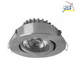 LED Einbaustrahler RICO DTW HR, IP44, 6W 1800-3000K 500lm 36, CRi> 90, schwenkbar, Dim-To-Warm, nickel gebrstet