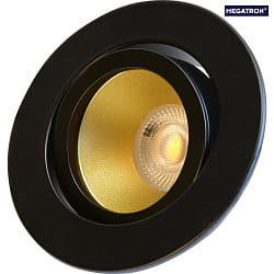 Plafonnier encastr DECOCLIC rond, pivotant IP20, or, noir gradable