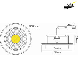 downlight A 5068 T FLAT BIO dimmable IP40, clear, brushed nickel dimmable