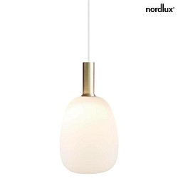 Nordlux Pendant luminaire ALTON 23, shade  23cm, height 43cm, pendulum 300cm, E27, white / brass / black