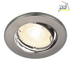 LED Recessed luminaire CANIS, round, Set of 5, GU10, 3,7W LED, 36, 2700K, 230lm, IP20, nickel