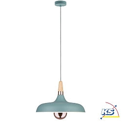 Luminaire  suspension NEORDIC JUNA  1 flamme E27, vert clair, bois, cuivre gradable