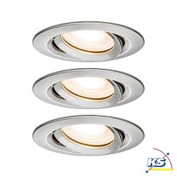 3er-Set Outdoor LED Einbauspot NOVA, IP65, rund, inkl. 3x GU10 7W 2700K 460lm 36, schwenkbar, Eisen