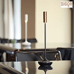 Lampe de table  accu NUCANDLE IP54, scintillant, cuivre, noir gradable