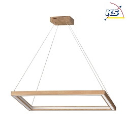 Luminaire  suspension LEGNO IN & DOWN  2 flammes IP20, acier inoxydable, chne huil, blanche