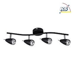 LED ceiling luminaire LINDA, track, 4-flame, chrome, LED, black