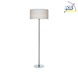 Floor lamp LEILA, E27, chrome base, wood shade