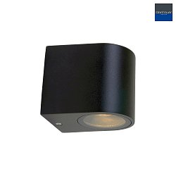 Auenwandleuchte LOGAN, IP44, Down, rund, inkl. GU10 LED 4W 2700K 345lm (schaltbar), Glas klar, aluminium schwarz