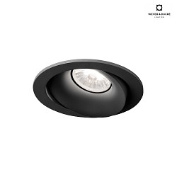 recessed spotlight RONY 1.0 - LED round, multipower, cardanic swivelling, with wire springs IP20, black matt dimmable