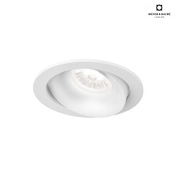 recessed spotlight RONY 1.0 - LED round, multipower, cardanic swivelling, with wire springs IP20, mat, traffic white dimmable