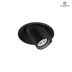 ceiling luminaire BLIEK ROUND 1.0 - LED with leaf springs, cardanic swivelling, semi flush IP20, mat, deep black dimmable