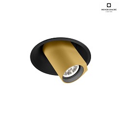 ceiling luminaire BLIEK ROUND 1.0 - LED with leaf springs, cardanic swivelling, semi flush IP20, gold, black matt dimmable