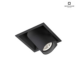 ceiling luminaire BLIEK SQUARE 1.0 - LED cardanic swivelling, semi flush, with wire springs IP20, mat, deep black dimmable