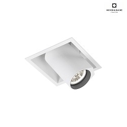 ceiling luminaire BLIEK SQUARE 1.0 - LED cardanic swivelling, semi flush, with wire springs IP20, mat, traffic white dimmable