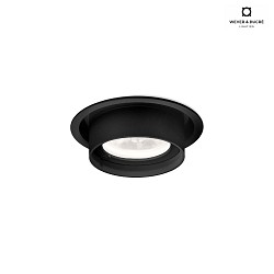 Luminaire de plafond RINI SNEAK 1.0 - LED rond, rigide, montage semi-enfoui IP44 / IP20, mat, noir profond gradable