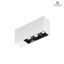 Luminaire de plafond PLANO PETIT 3.0 - LED 3 flammes, pivotant  la cardan IP20, mat, blanc trafic gradable