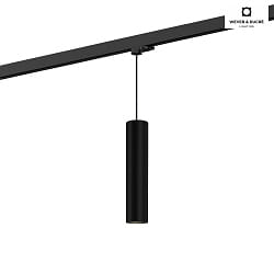 Luminaire suspendu triphas RAY ON TRACK 3.0 - PAR16 cylindrique, langue, avec adaptateur GU10 IP20, mat, noir profond gradable