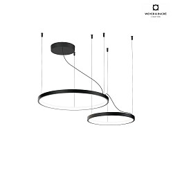 pendant luminaire KUJO 2.1 2-fold, ring shape IP20, black matt dimmable