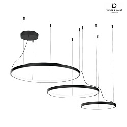 pendant luminaire KUJO 3.2.1 3-fold, ring shape IP20, black matt dimmable