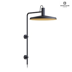 Wandleuchte ROOMOR WALL 4.4 - PAR16, GU10, Kabel mit Anschlussdose, Schirm  51cm, drehbar, tiefschwarz / gold