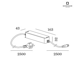 Outdoor LED Treiber PLUG & PLAY , IP67, 230V AC / sek. 24V DC, IP-Steckerkabel +.P&P Steckerkabel (male), schaltbar, 75W