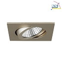 Recessed outdoor LED spot, IP65, square, 8.2 x 8.2cm, Plug&Play 350mA, 6W 3000K 650lm 38, swivelling 30, matt champaign