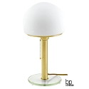 Retro table luminaire, H 40cm /  19cm, E27, with pull switch chain, clear glass base / matt brass / opal matt glass shade