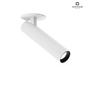 Luminaire de plafond MATCH 1.0 avec ressorts  lames, pivotant  la cardan, montage semi-enfoui IP20, mat